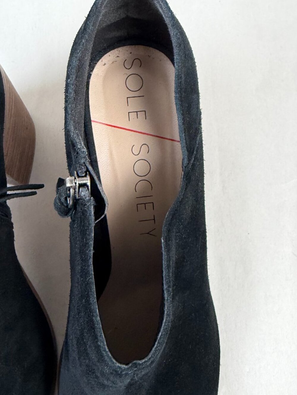 Sole Society | Black Suede Open Toe Arroyo Block Heel Ankle Booties Size 11 - Picture 5 of 9